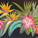 Pareo peint à la main bouquet floral de Tahiti N°12