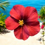 Fleur d’hibiscus rouge (artificielle) 8cm