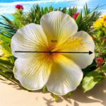 Fleur d’hibiscus artificielle jaune  blanche (artificielle )8cm