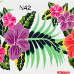 Pareo peint à la main fleurs de Tahiti fond blanc double face N°42