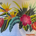 Paréo peint à la main bouquet floral Tahiti  N°39