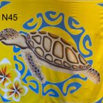 Pareo peint à la tortue de Tahiti fond jaune N°45