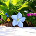 Fleur de Frangipanier d’Hawaï blanche (artificielle) 8cm réf 12