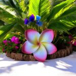 Fleur de Frangipanier d’Hawaï rouge blanche (artificielle) 8cm réf 11