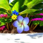 Fleur de Frangipanier d’Hawaï  violette blanche  (artificielle)8cm réf 10