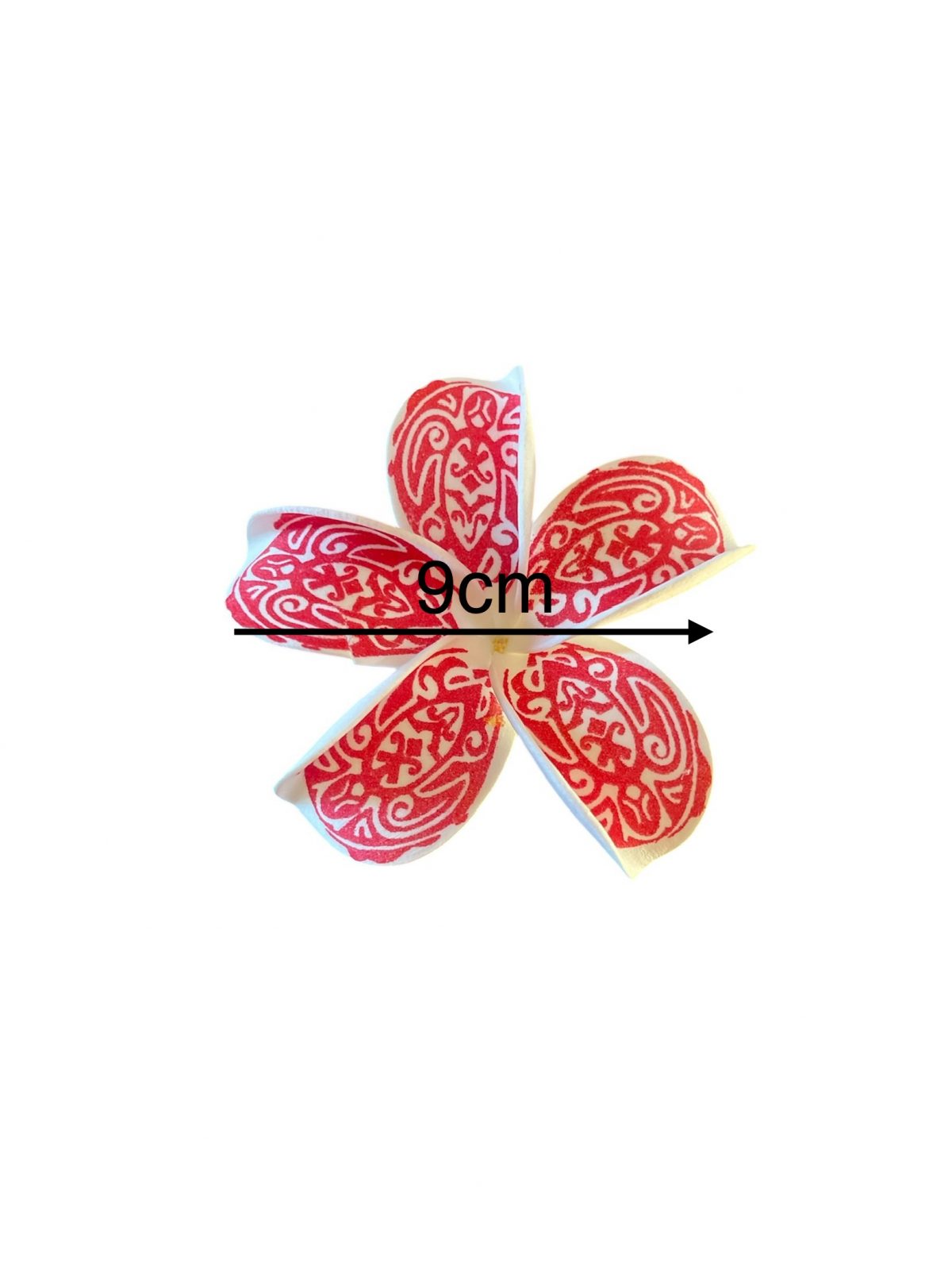 Fleur de Frangipanier artificielle rouge tatoo 9cm (pince) ref14 – Image 2