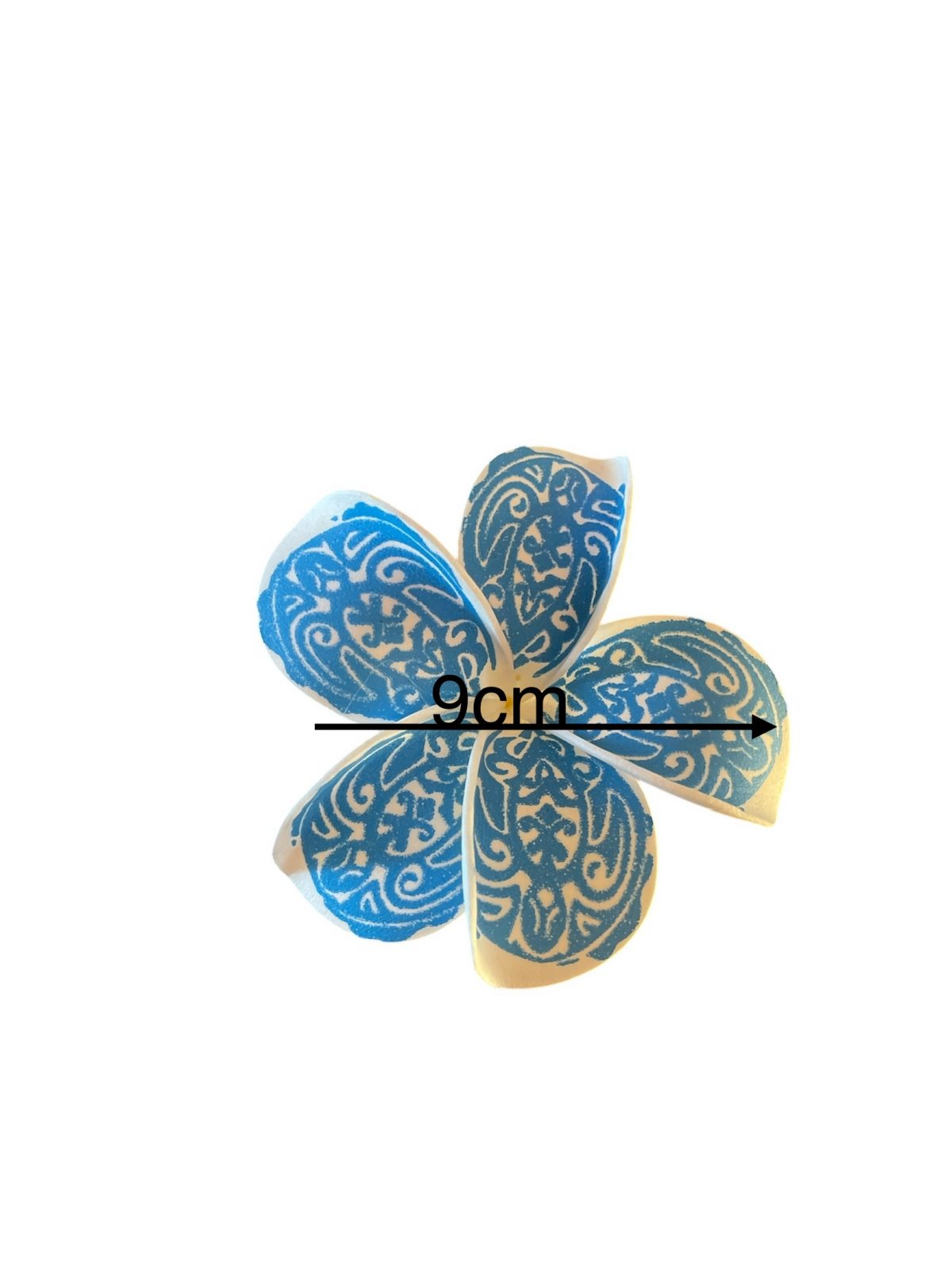Fleur de Frangipanier artificielle bleu tatoo 9cm (pince)réf 13 – Image 2