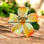 Fleur de Frangipanier jaune rouge artificielle tatoo (tige)réf 06