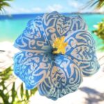 Fleurs d‘hibiscus tatoo bleu 8cm (tige)réf 09