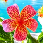 Fleur de Frangipanier artificielle tatoo rouge vif 9cm (tige)