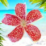 Fleur de Frangipanier artificielle rouge tatoo 9cm (pince)ref05