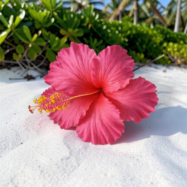 Fleur d’hibiscus artificielle rose 14 cm (tige)