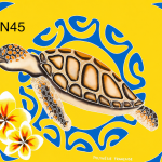 Pareo peint à la tortue de Tahiti fond jaune double face N°45